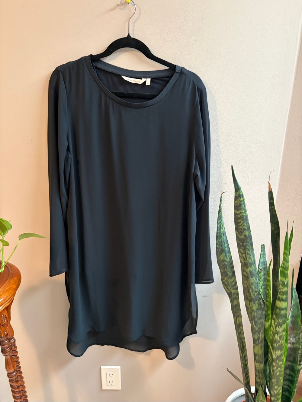 Soft Surroundings Black Long-Sleeve Chiffon Tunic